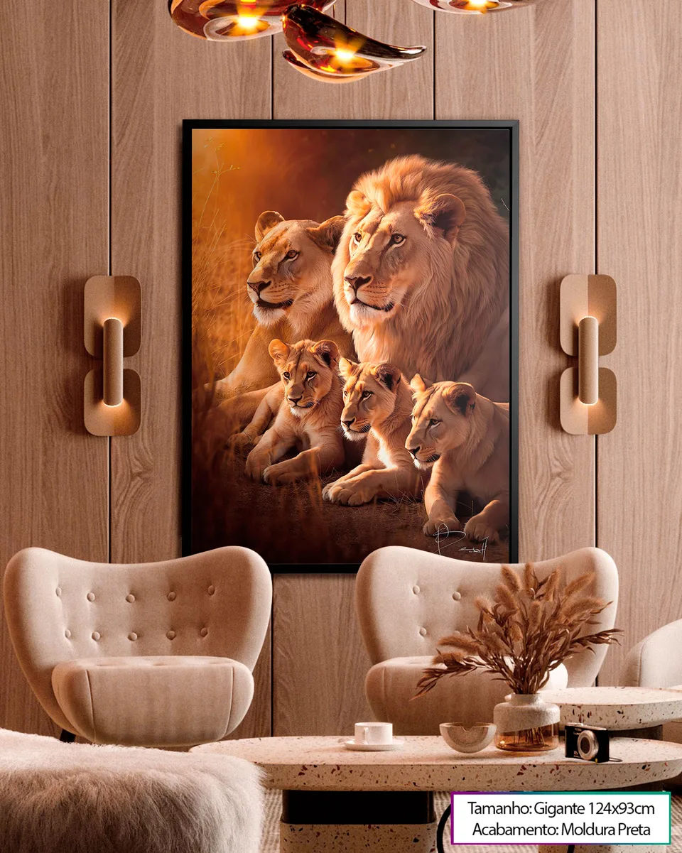 Quadro Família de Leões - 3 Filhotes — foto 4