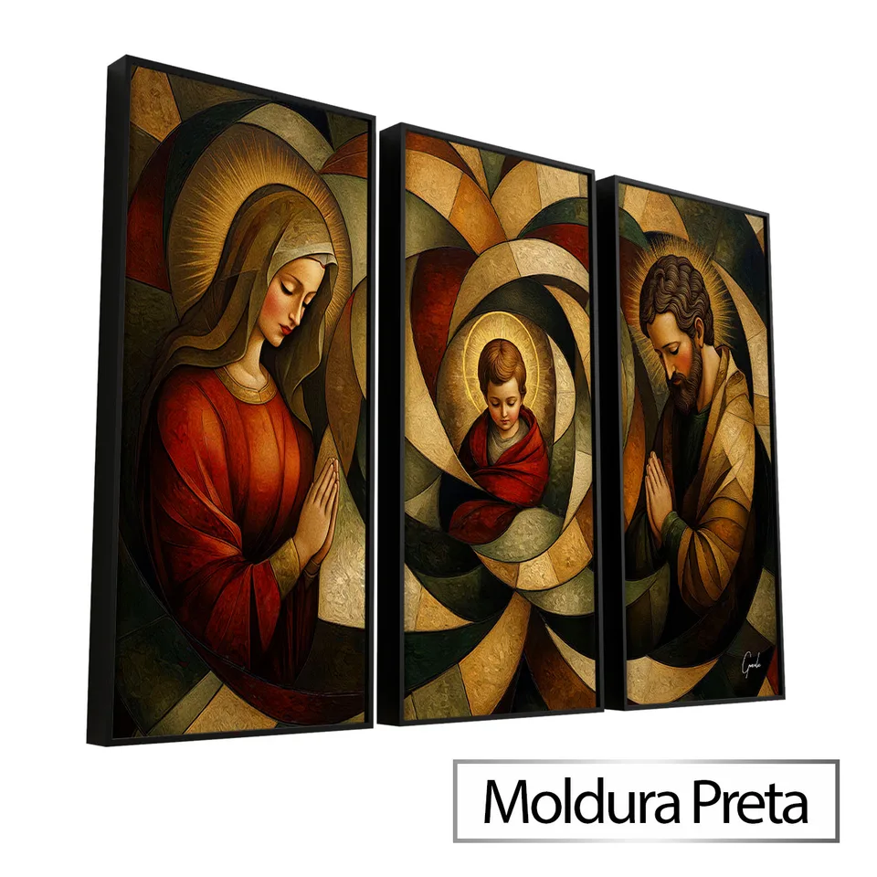 7058 Quadro Sagrada Família CubismArt 3 Peças (3)