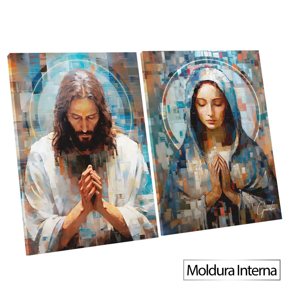 8741 Quadro Jesus e Maria Grid Art 2 Peças (5)
