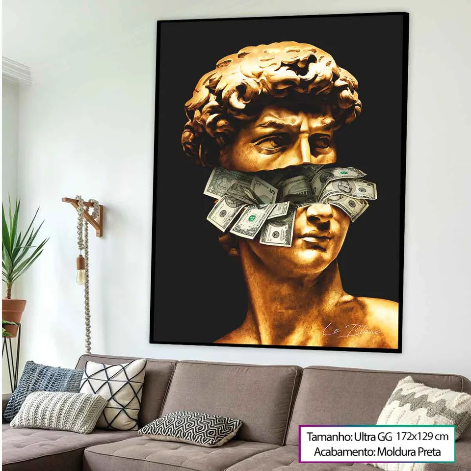 Quadro David Money com moldura de filete preta