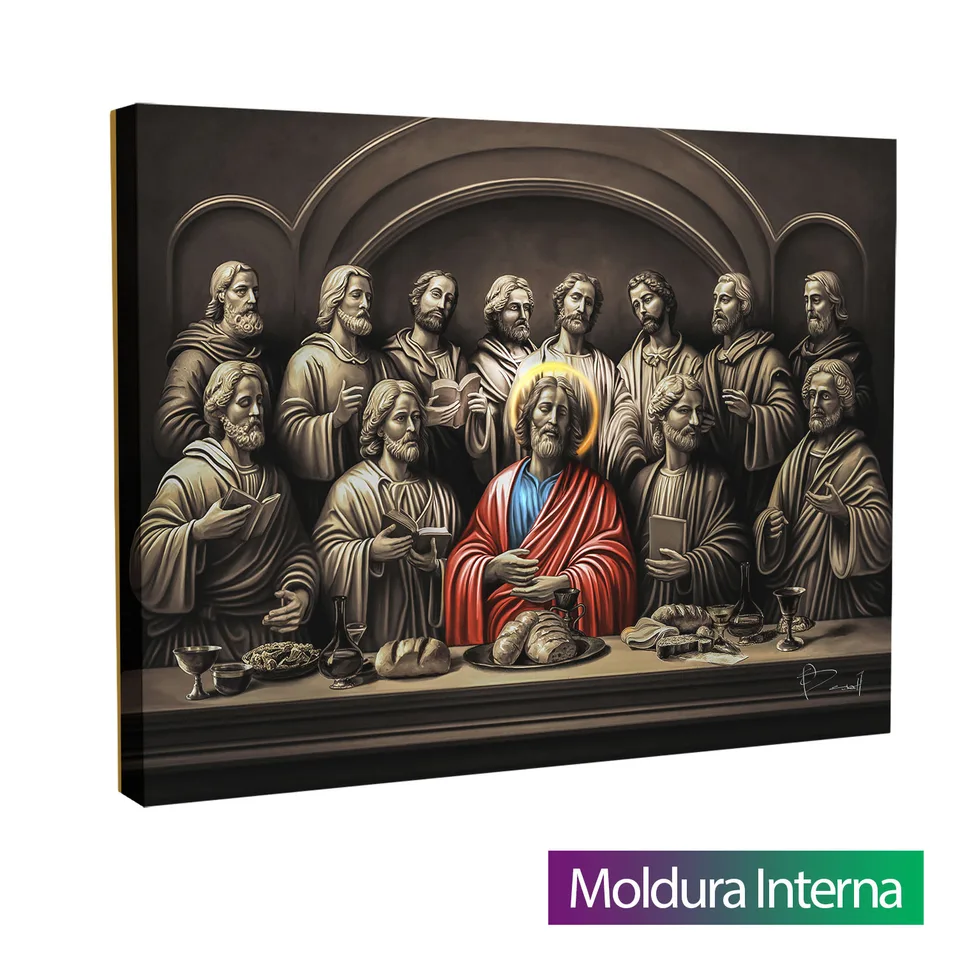 Quadro Jesus e os Discípulos — Moldura Interna, Médio 64x48