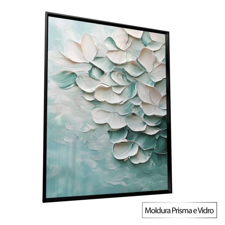 Quadro Abstrato Pétalas ao Vento com Prisma e Vidro