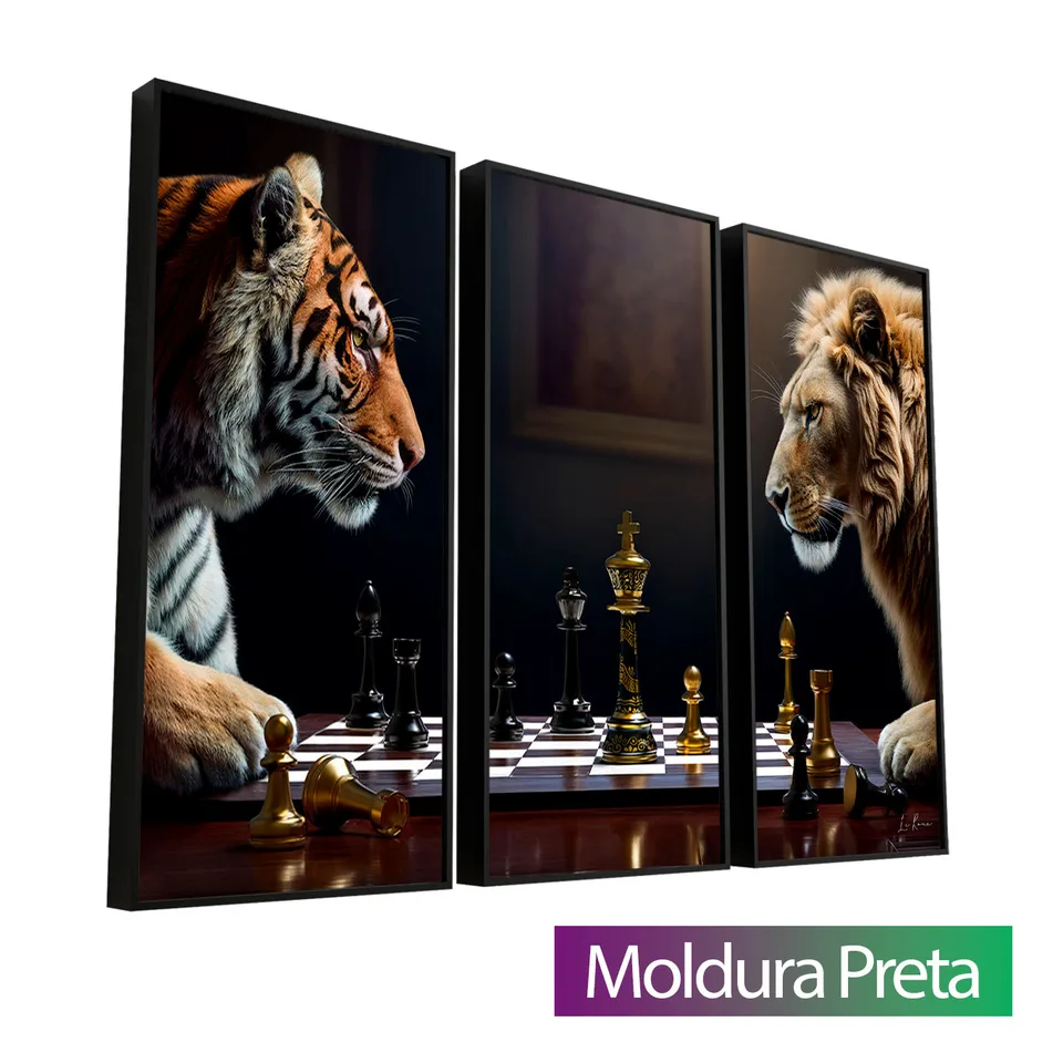 Quadro Jogo de Feras 3 Peças — foto 8