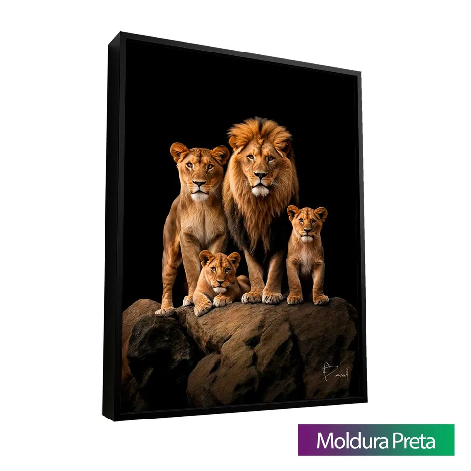 Quadro Família de Leões no Preto — foto 11
