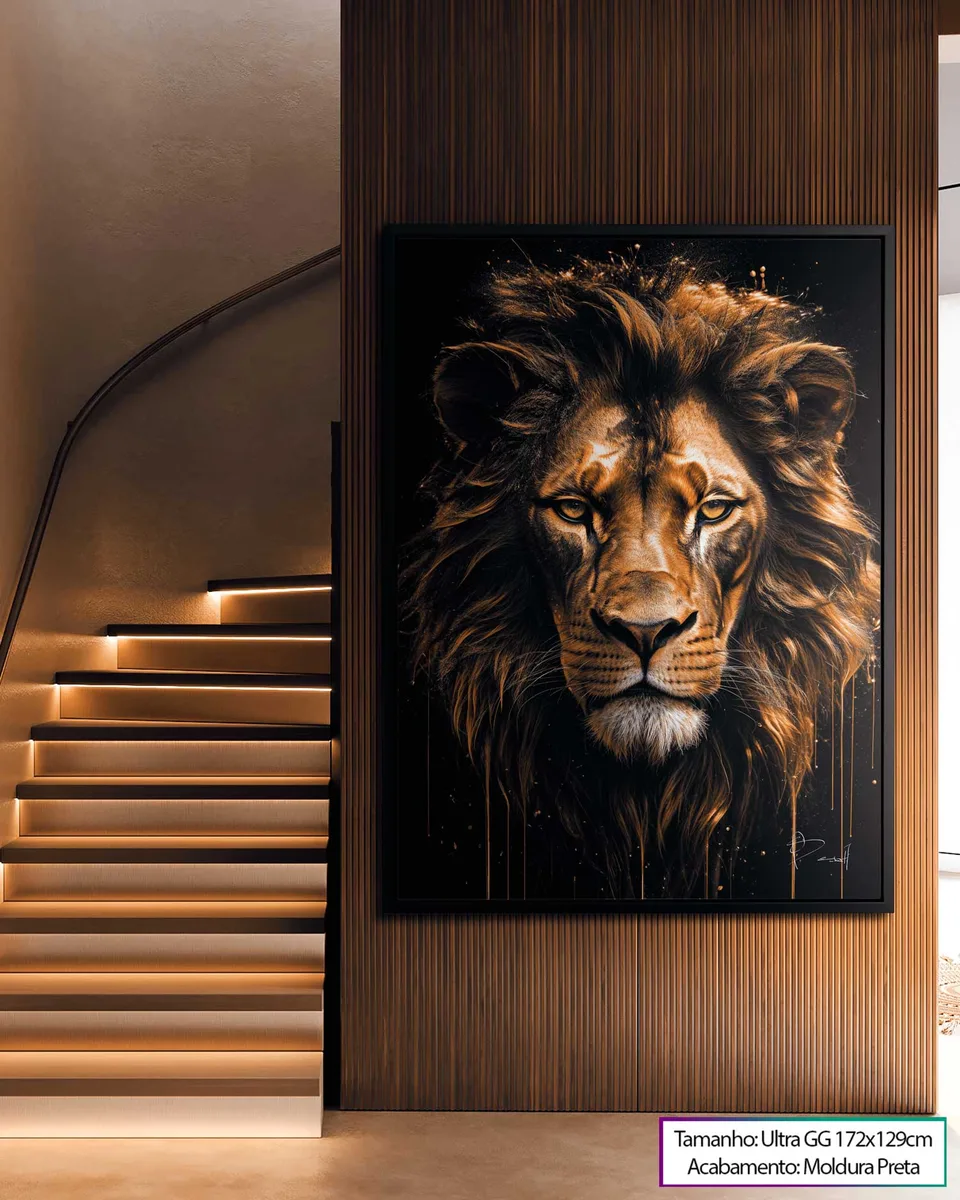 Quadro Leão Molten Gold