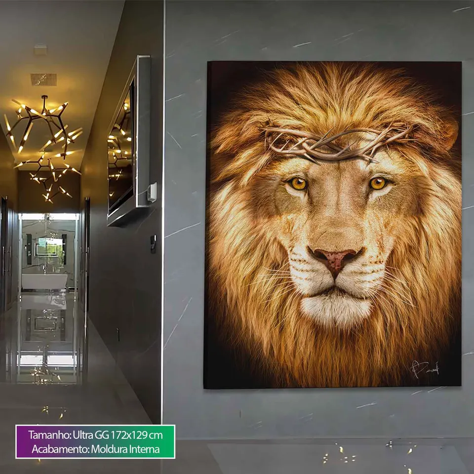 Quadro Leão de Judá em corredor