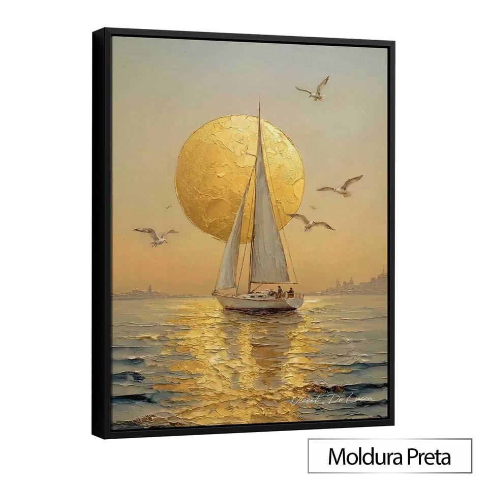 Quadro Destino Iluminado com moldura de filete preta