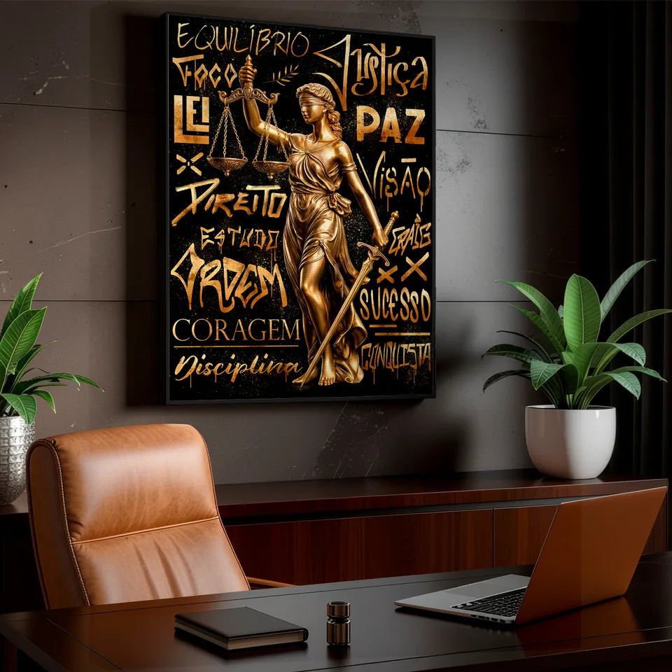 Quadro Deusa da Justiça Grafite Dourado, de CRAIG — foto 2