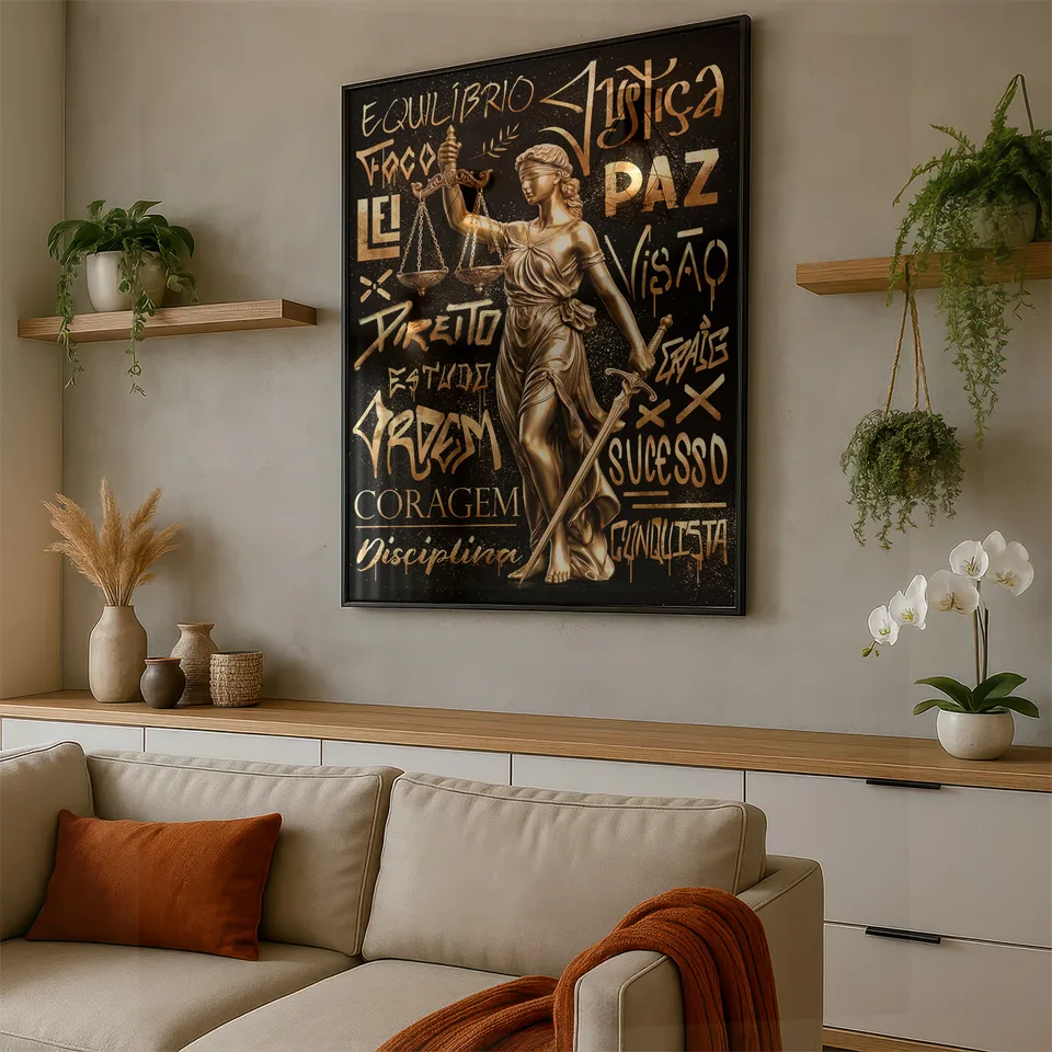 Quadro Deusa da Justiça Grafite Dourado, de CRAIG — foto 3
