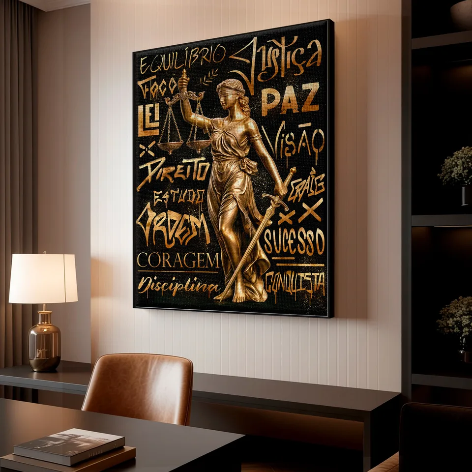 Quadro Deusa da Justiça Grafite Dourado, de CRAIG — foto 6