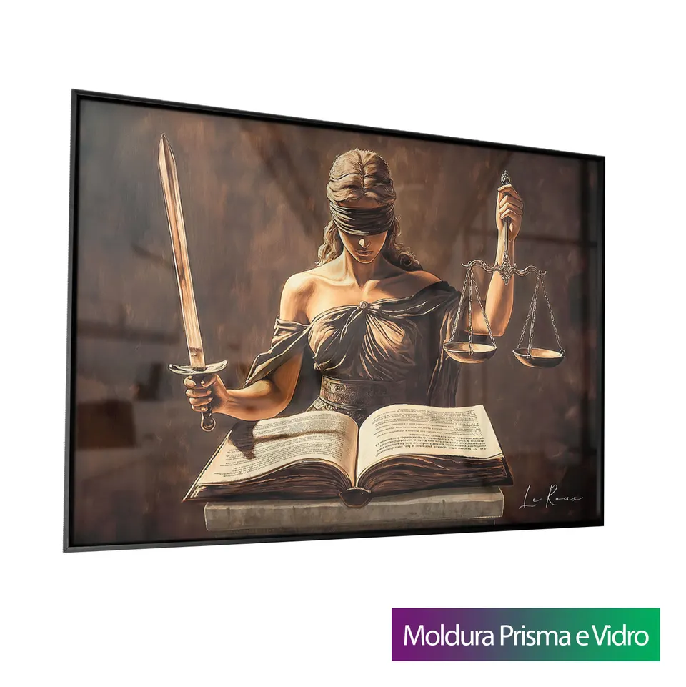 Quadro Deusa Themis e as Escrituras da Lei com moldura Prisma e vidro