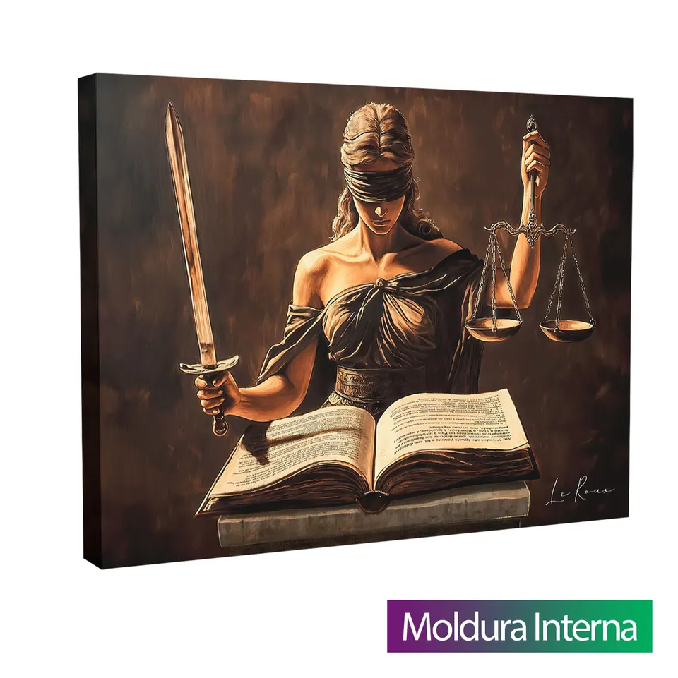 Quadro Deusa Themis e as Escrituras da Lei com moldura interna
