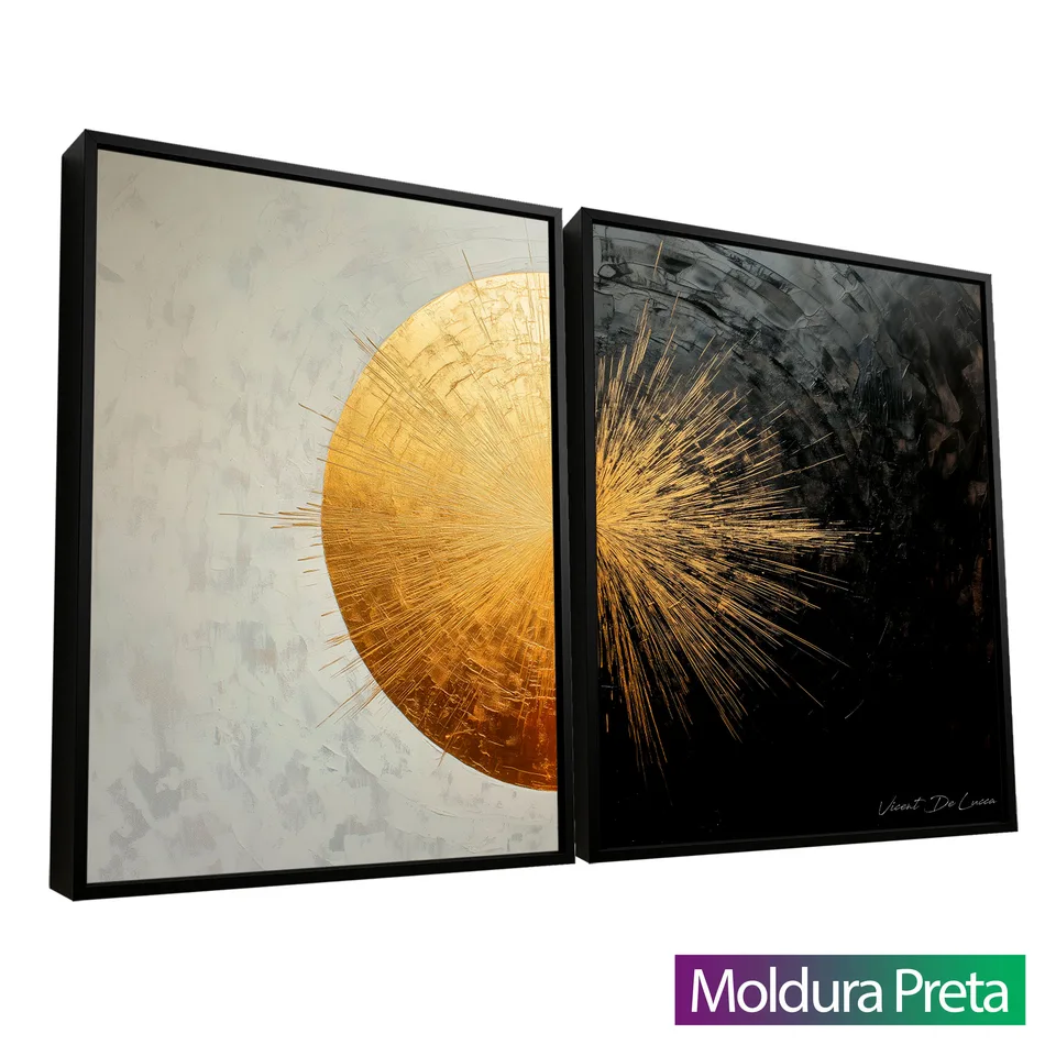 8998 Quadro Abstrato Dualidade Dourada 2 Peças (4)