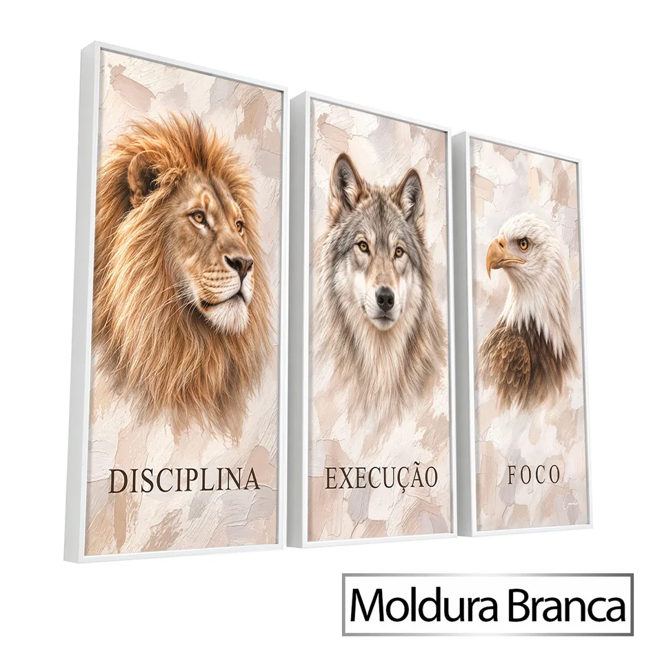 Quadro Disciplina, Execução e Foco 3 peças - Coleção Cream Art — foto 7