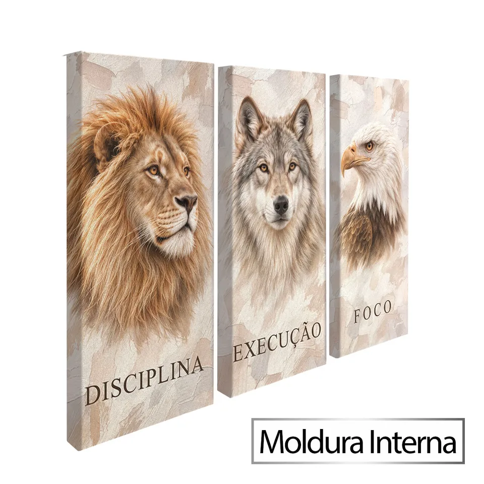 Quadro Disciplina, Execução e Foco 3 peças - Coleção Cream Art — foto 8
