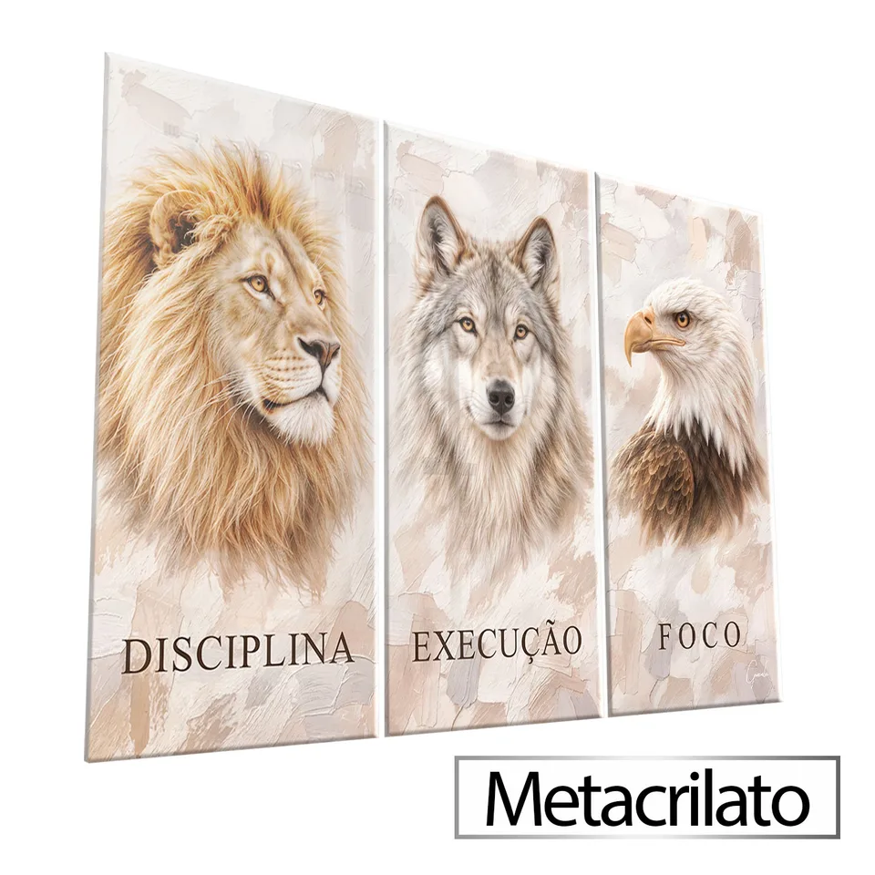 Quadro Disciplina, Execução e Foco 3 peças - Coleção Cream Art — foto 9