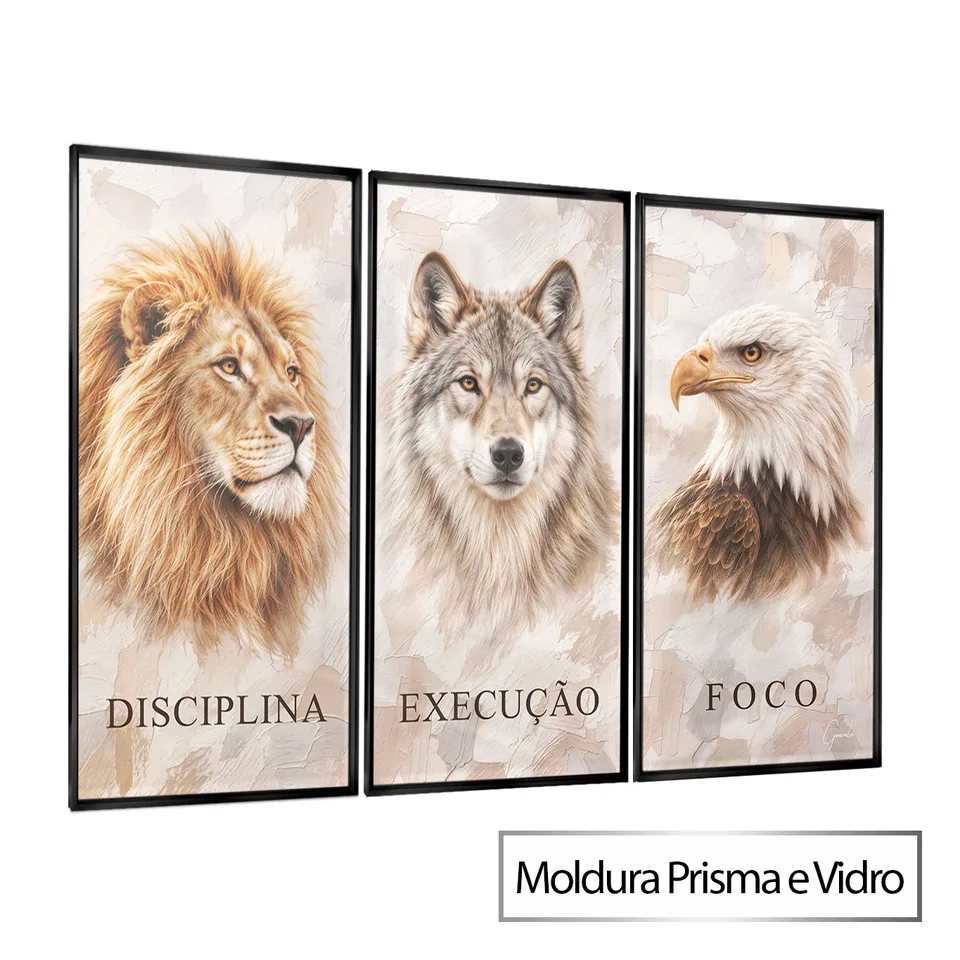 Quadro Disciplina, Execução e Foco 3 peças - Coleção Cream Art — foto 10