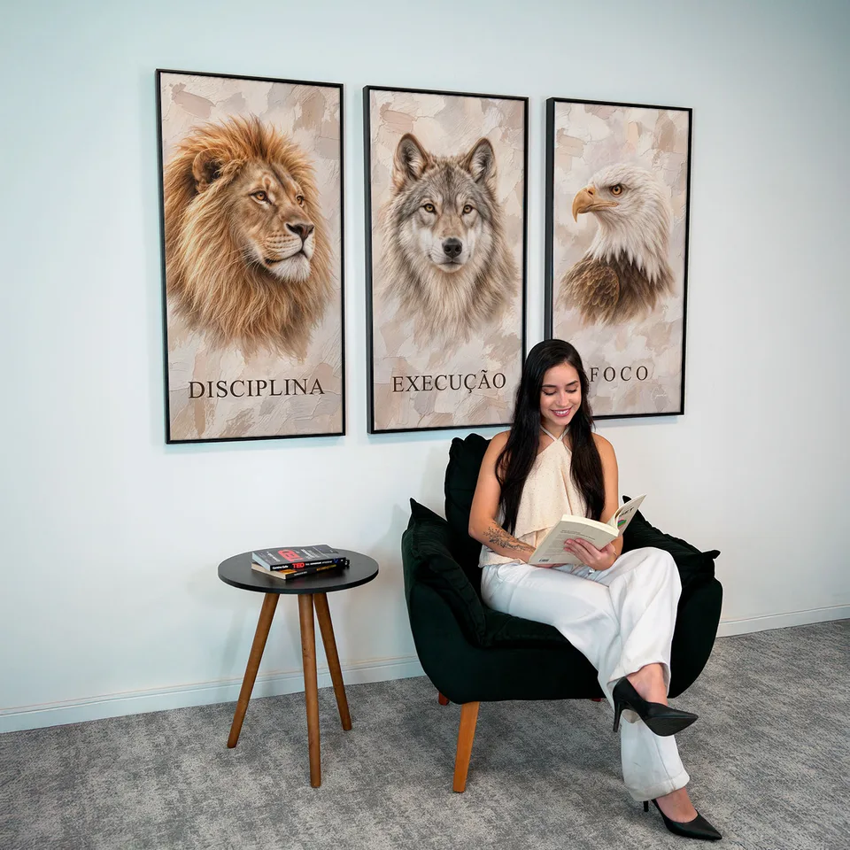 Quadro Disciplina, Execução e Foco 3 peças - Coleção Cream Art — foto 5