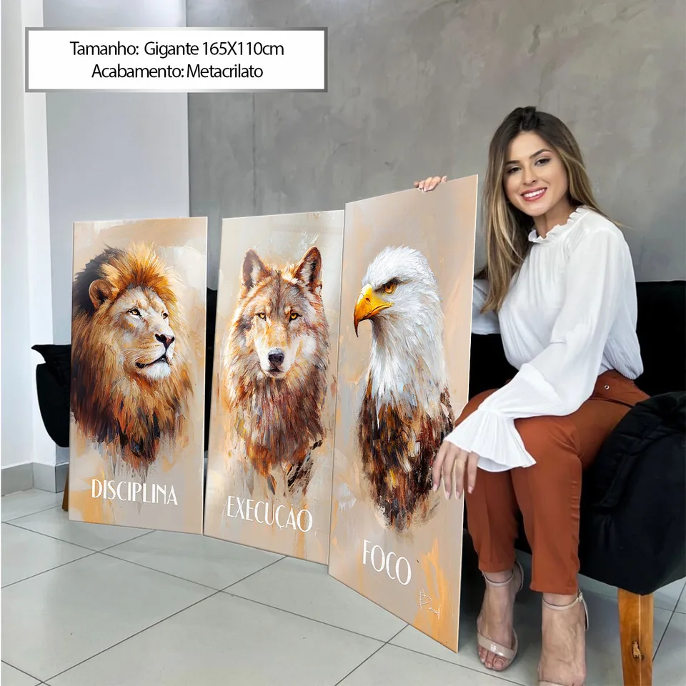 Quadro Disciplina, Execução e Foco CleanArt 3 Peças, de Benoit — foto 4