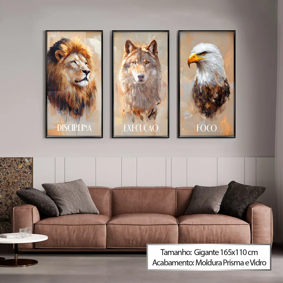 Quadro Disciplina, Execução e Foco CleanArt 3 Peças, de Benoit — foto 6