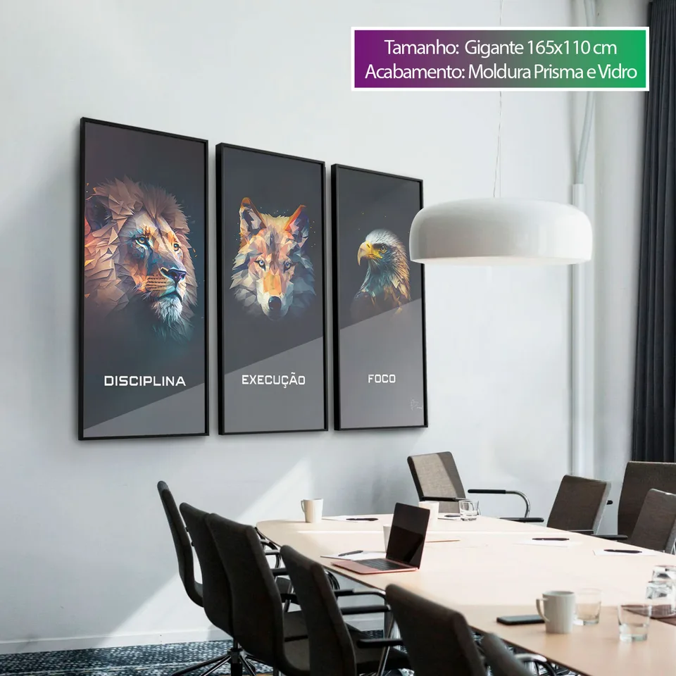 Quadro Disciplina, Execução e Foco Geométrico 3 Peças, de Benoit — foto 5