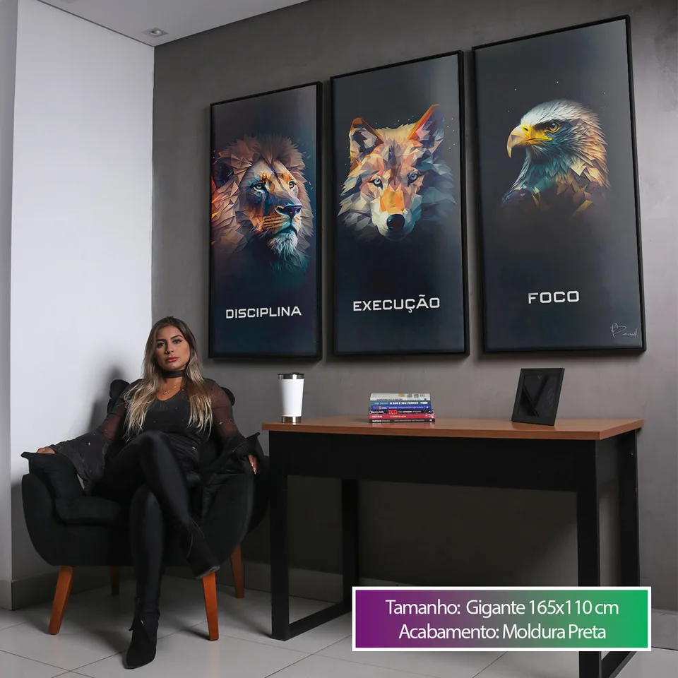 Quadro Disciplina, Execução e Foco Geométrico 3 Peças, de Benoit — foto 6