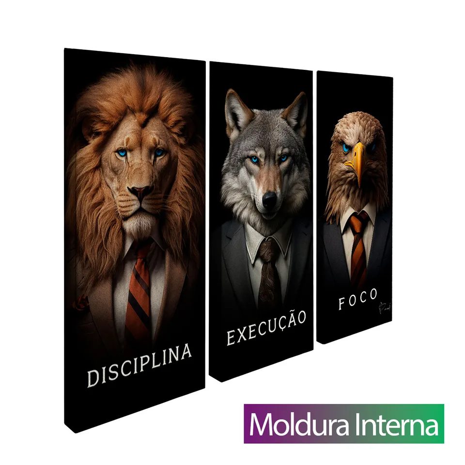 Quadro Disciplina, Execução e Foco Traje a Rigor 3 peças com moldura interna