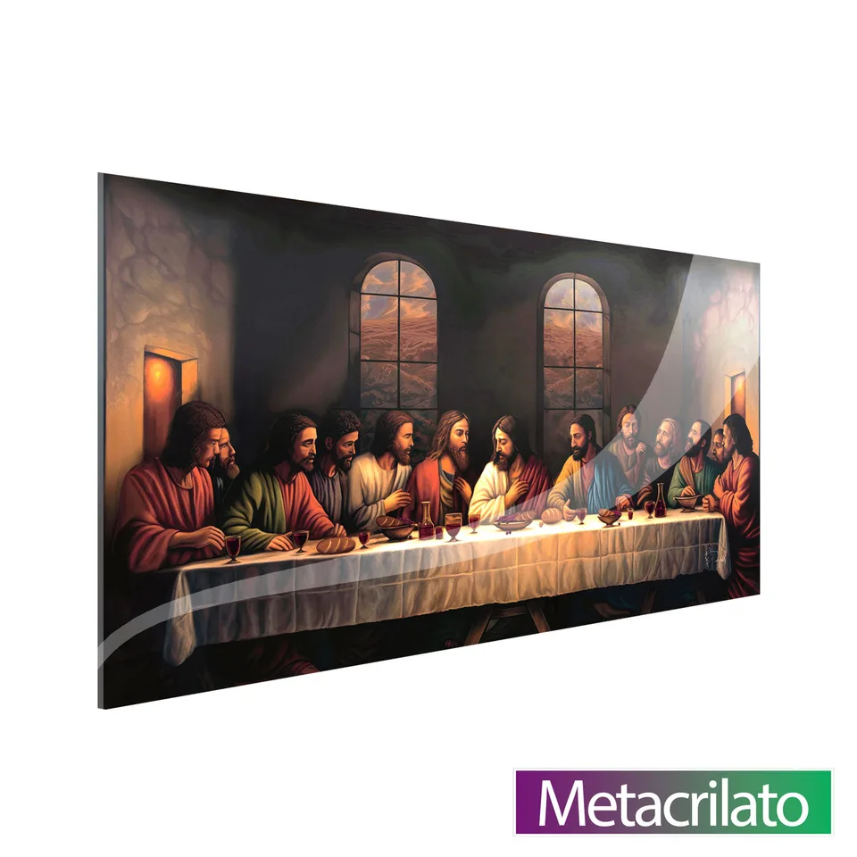 Quadro Divina Santa Ceia com acabamento em metacrilato