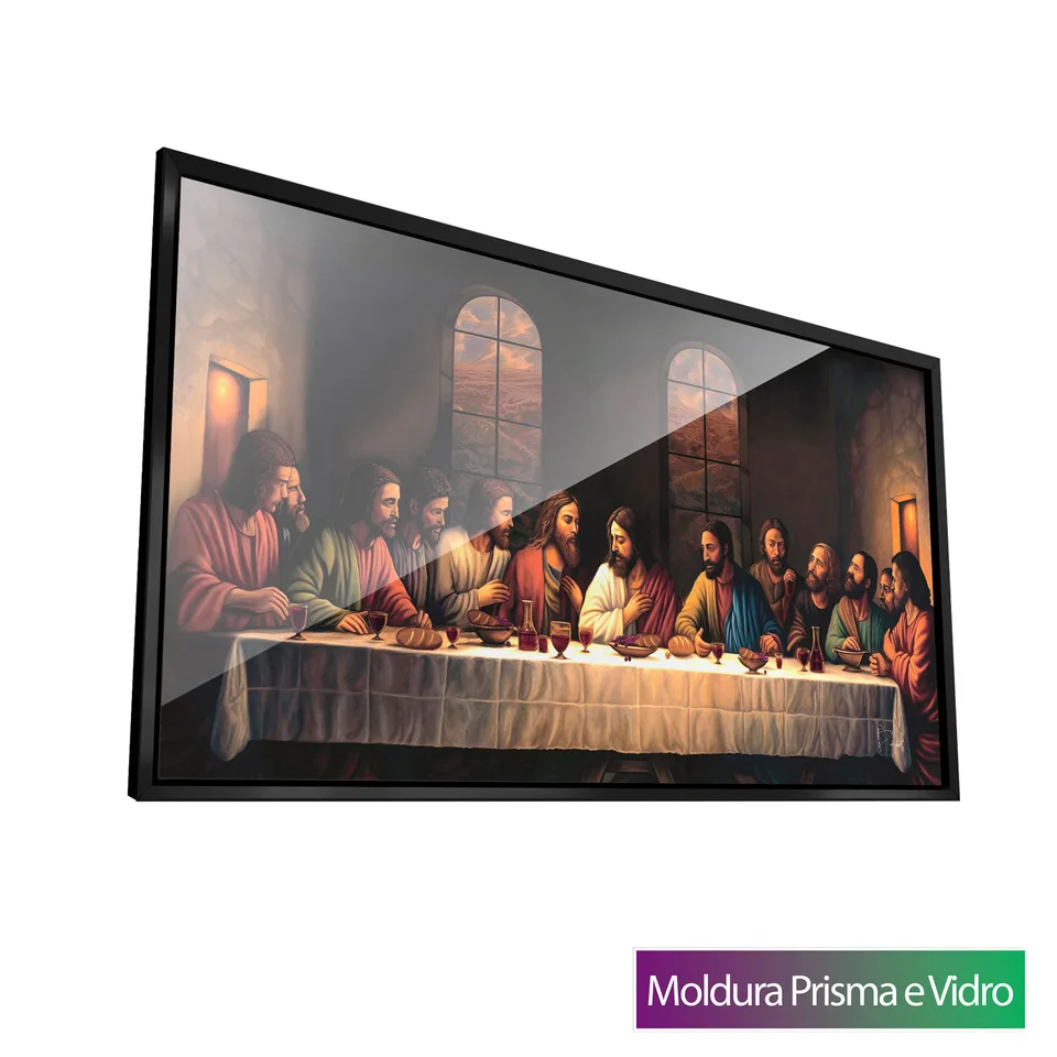 Quadro Divina Santa Ceia com moldura Prisma e vidro