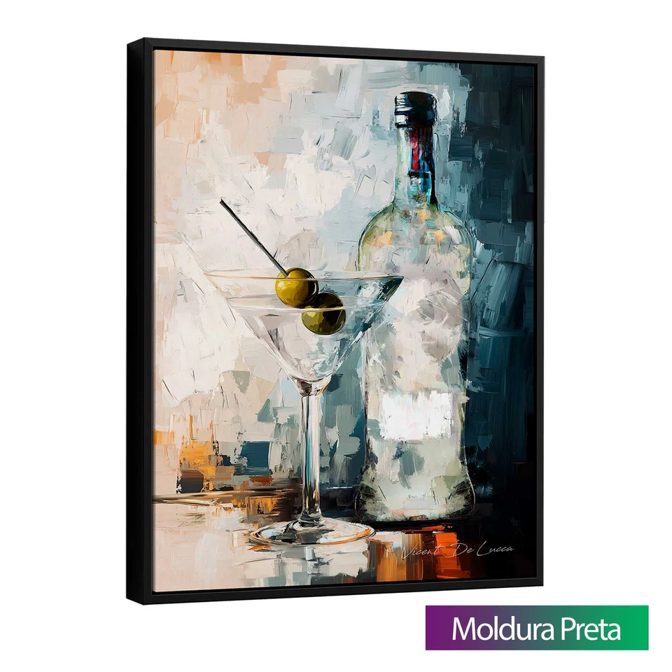 Quadro Dry Martini com moldura de filete preta
