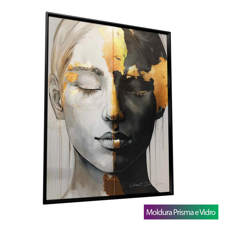 Quadro Dualismo Elegante com moldura Prisma e vidro