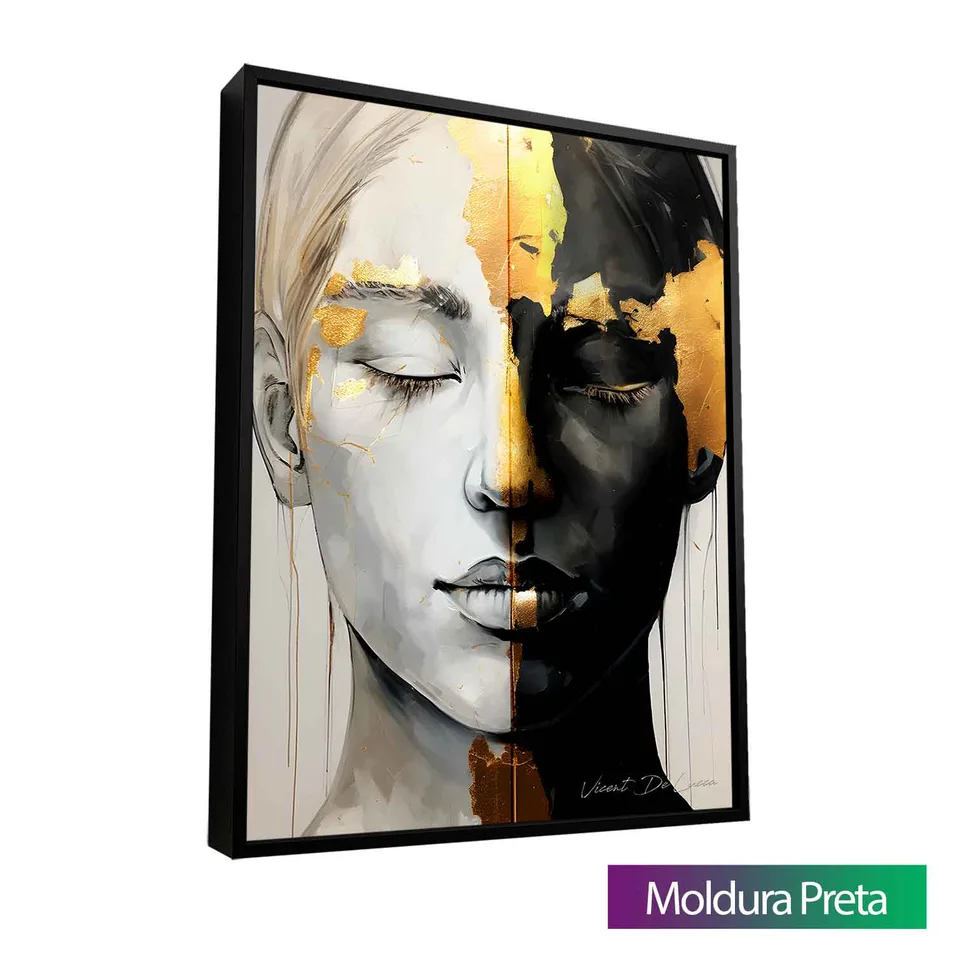 Quadro Dualismo Elegante com moldura de filete preta