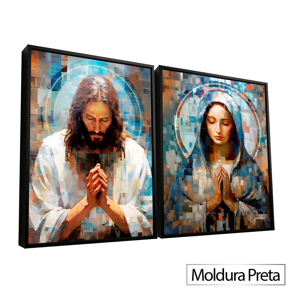 8741 Quadro Jesus e Maria Grid Art 2 Peças (3)