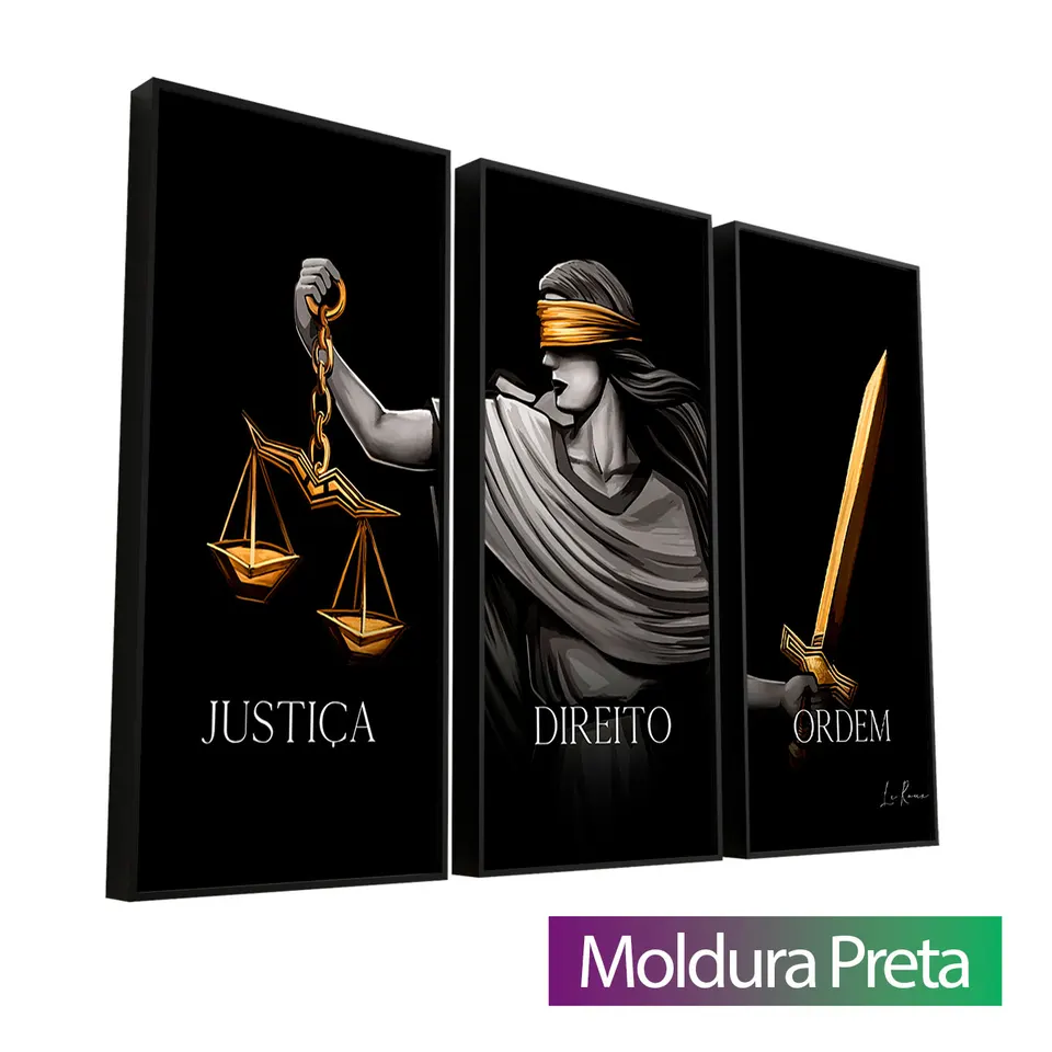 Quadro decorativo Justiça, Direito e Ordem 3 peças