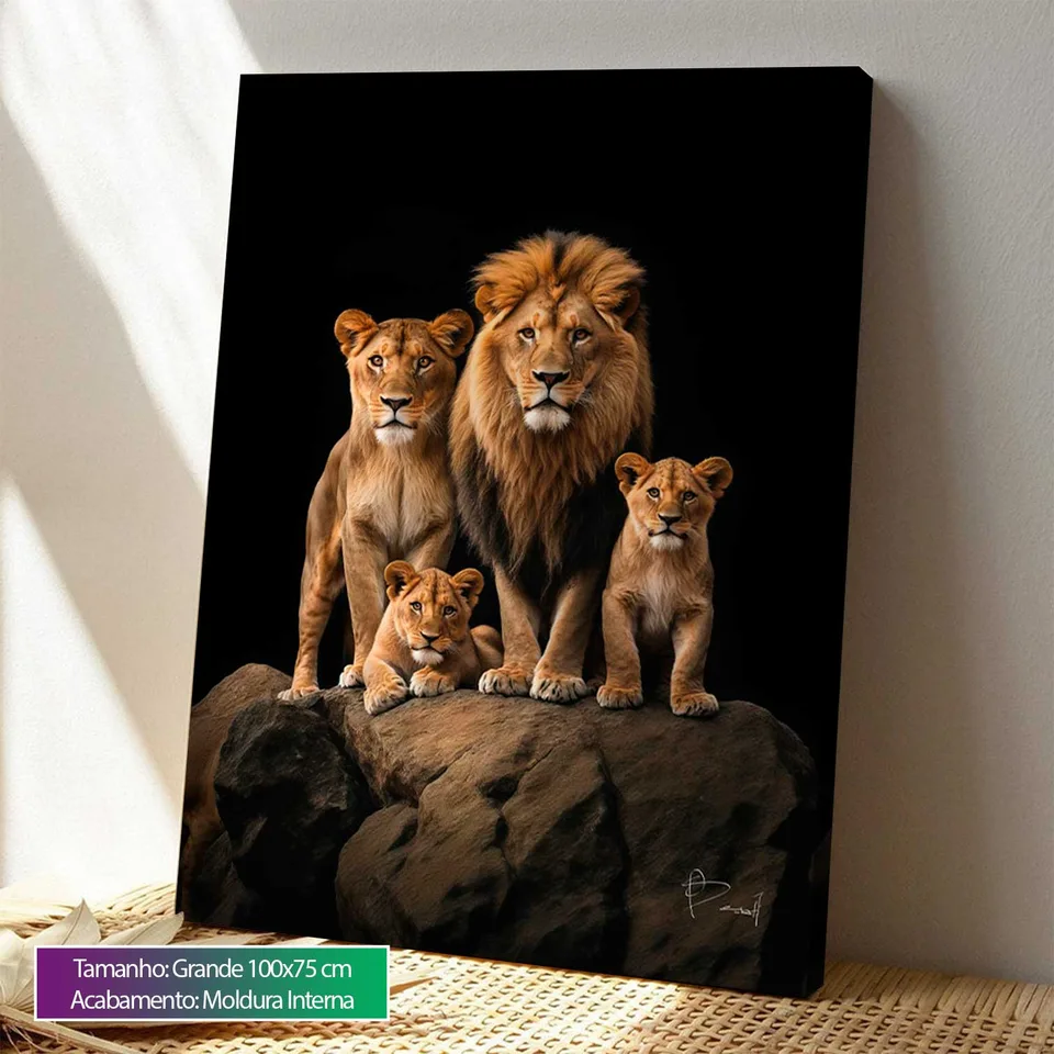 Quadro Família de Leões no Preto — foto 8