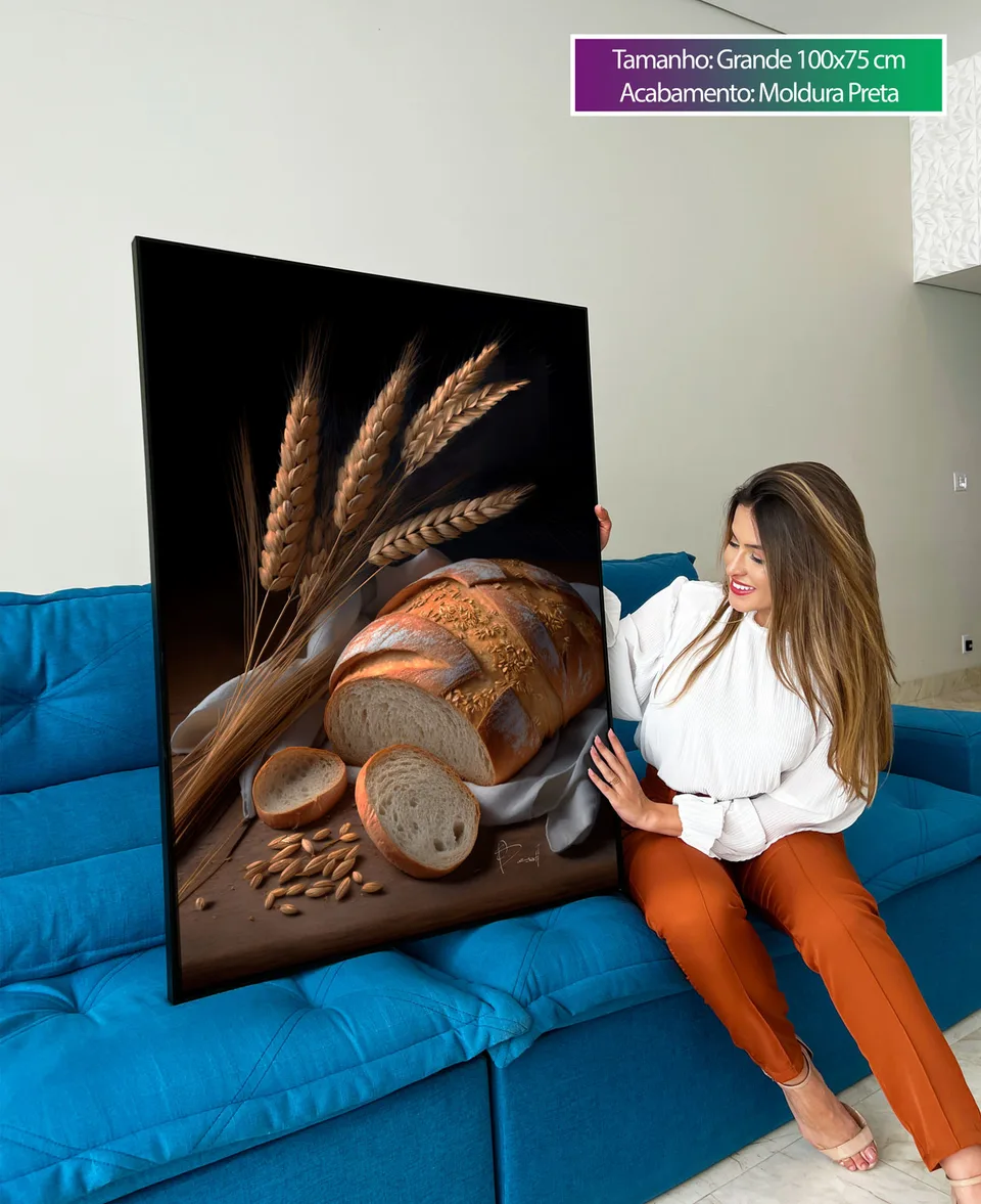 Quadro decorativo Pão e Trigo