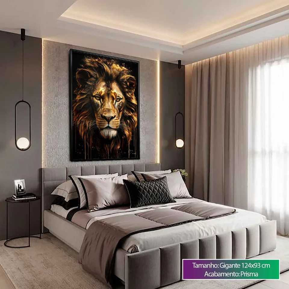 Quadro Leão Molten Gold