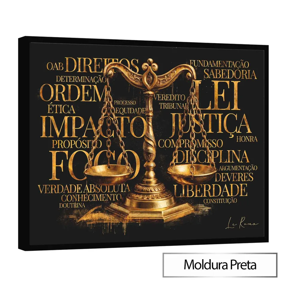 Quadro Balança da Justiça Dourada