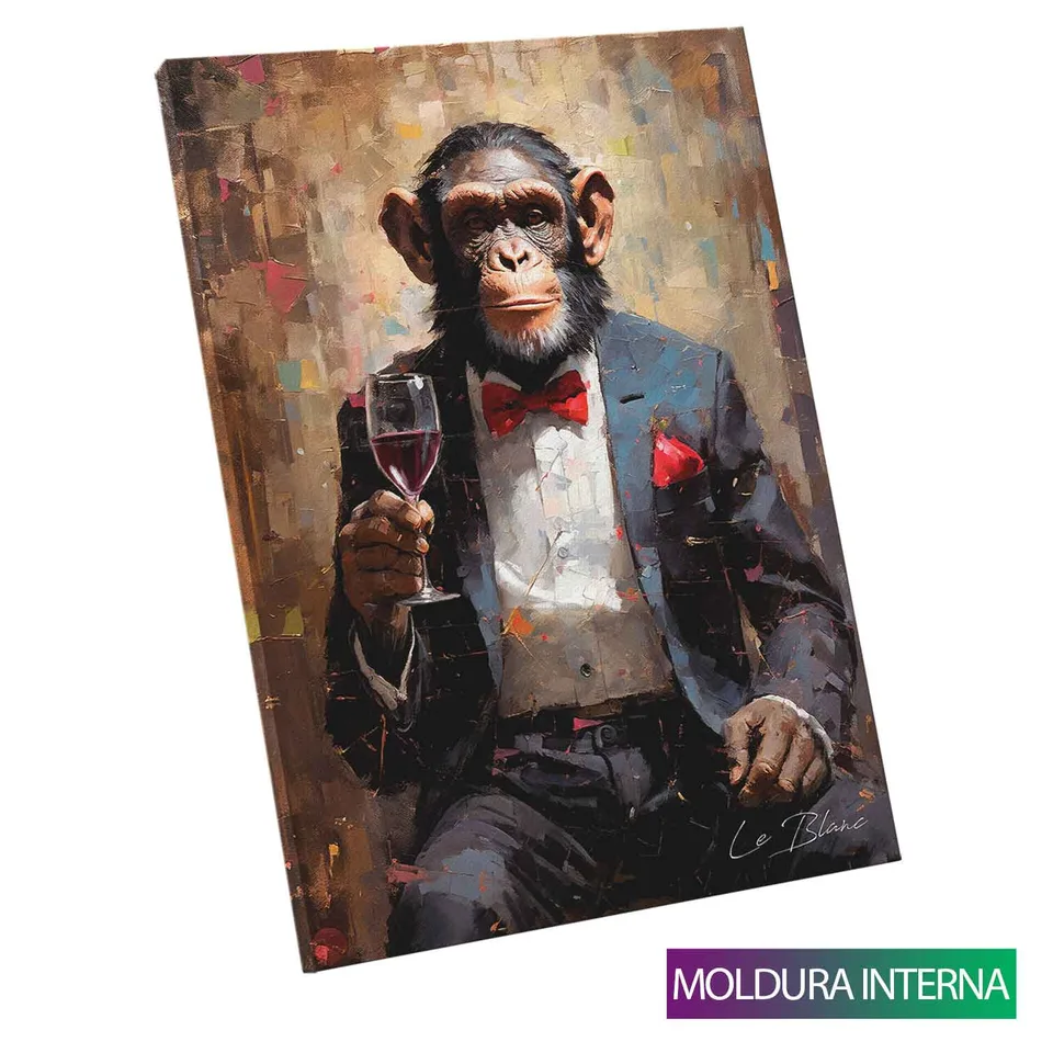 Quadro Macaco Sofisticado — Moldura Interna, Médio 64x48