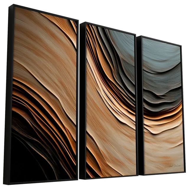 Quadro Abstrato Correnteza Amadeirada 3 Peças Capa