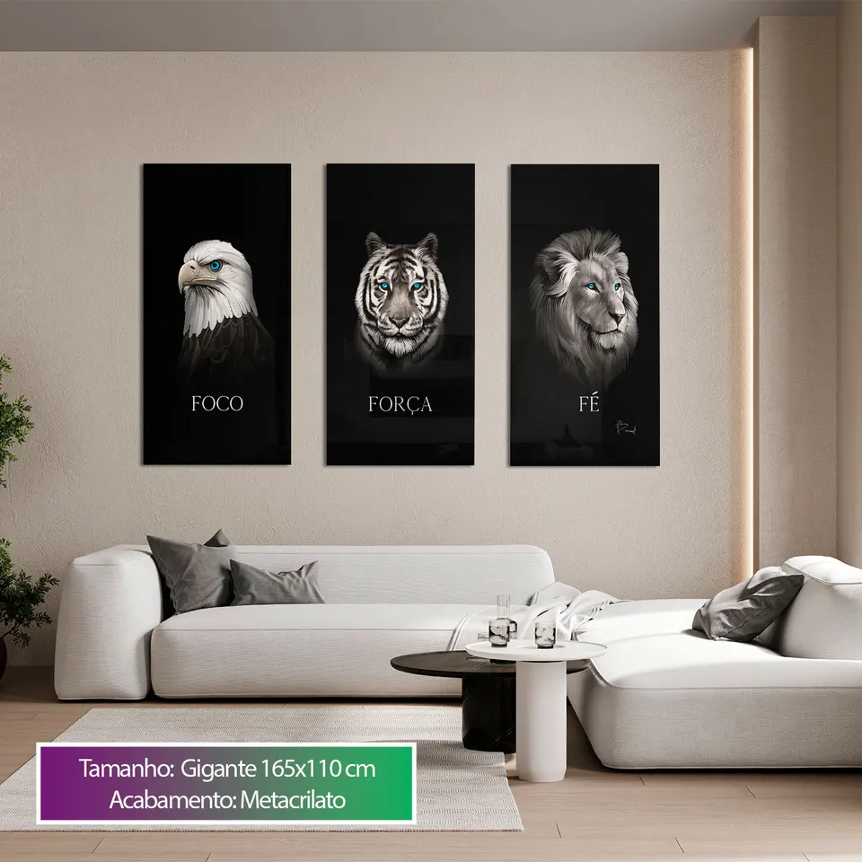 Quadro Foco, Força e Fé 3 Peças — foto 4