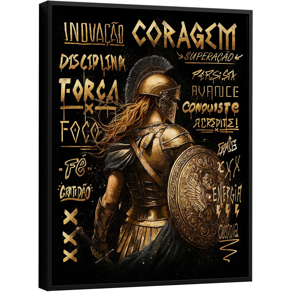 Quadro Loba de Esparta Dourada Capa com Fundo Branco