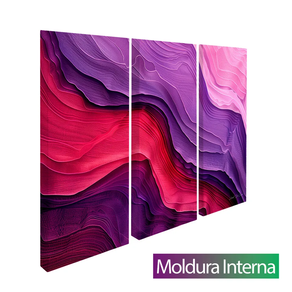 Quadro Abstrato Mármore Encantado - 3 Peças — Moldura Interna, Médio 93x62