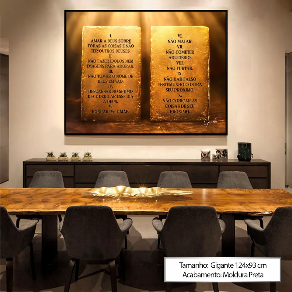 Quadro Os 10 Mandamentos com moldura premium - versão vertical