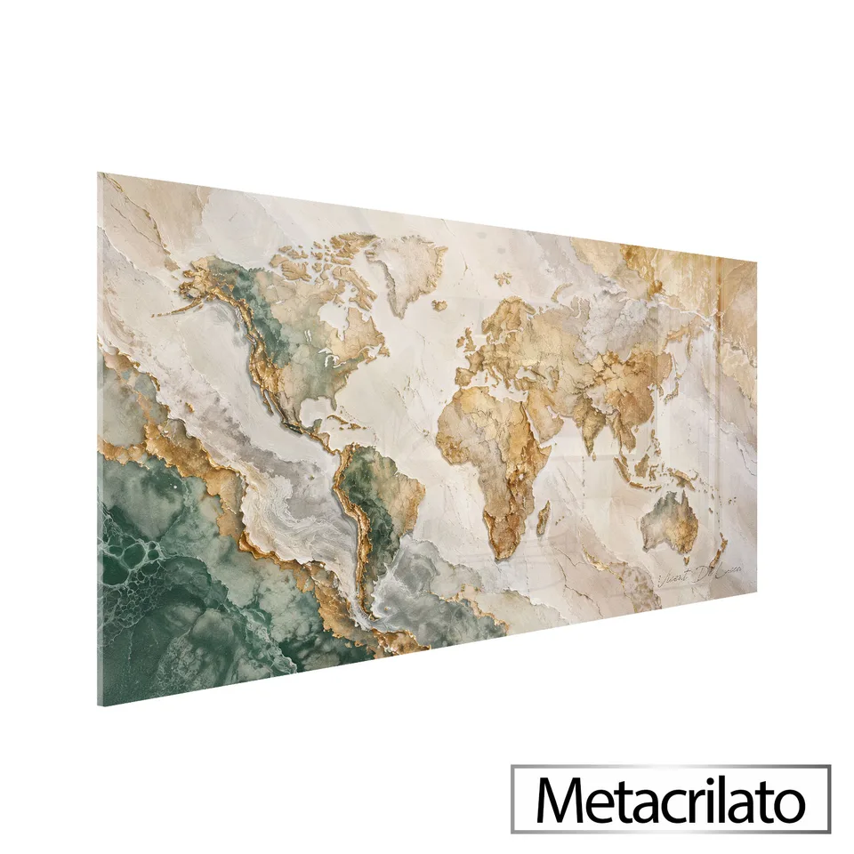 Quadro Abstrato Mapa Mundi Tinta e Ouro — foto 11