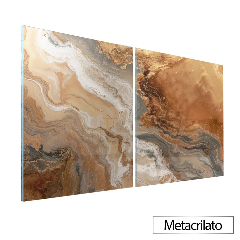 Quadro Água e Ouro 2 Peças - Coleção Abstrato Natural