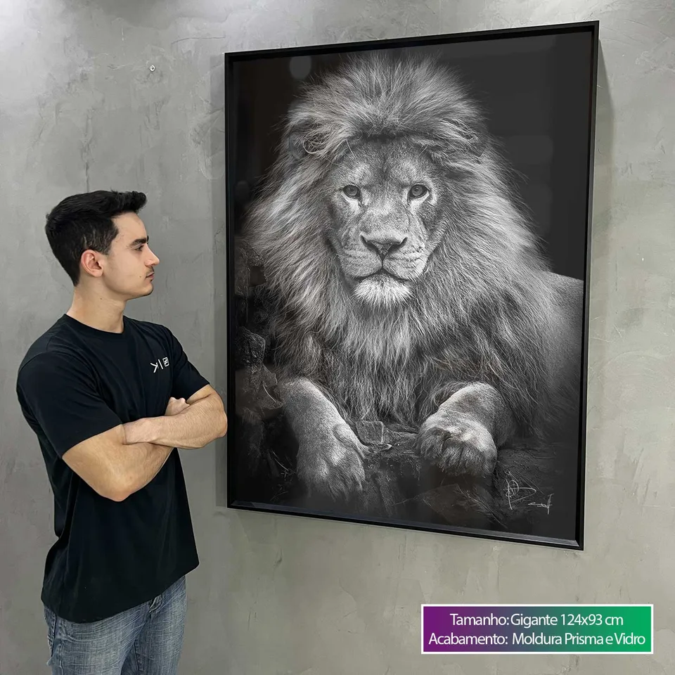 8184 Quadro Leão na Pedra Preto e Branco (12)