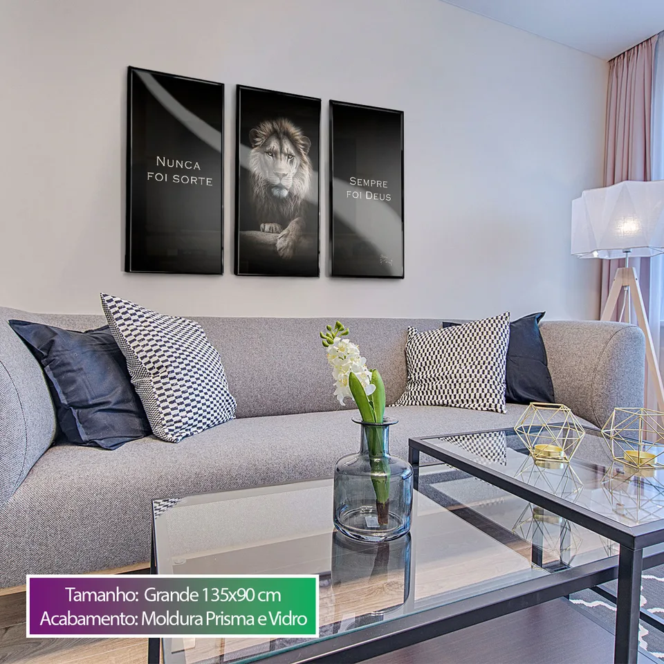 Quadro decorativos Nunca Foi Sorte, Sempre Foi Deus 3 Peças