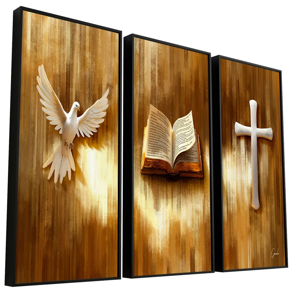 Quadro Símbolos de Fé 3 Peças Capa