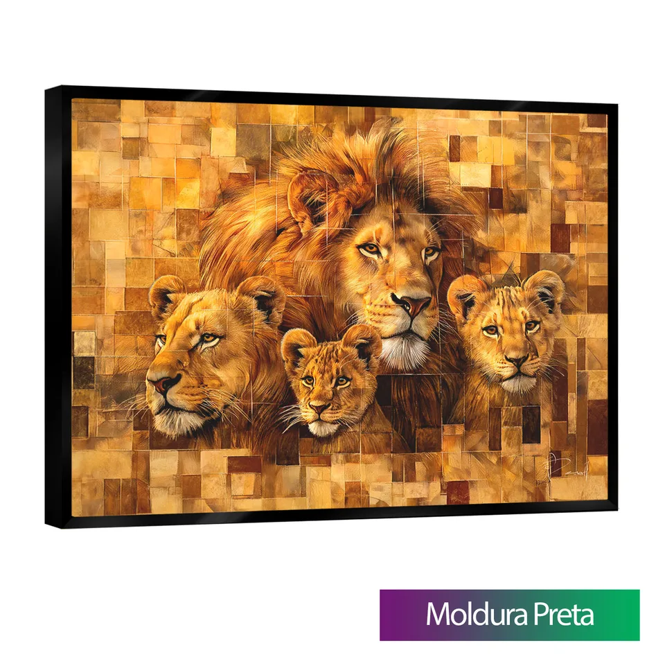 8929 Quadro Família de Leão Amadeirada (7)